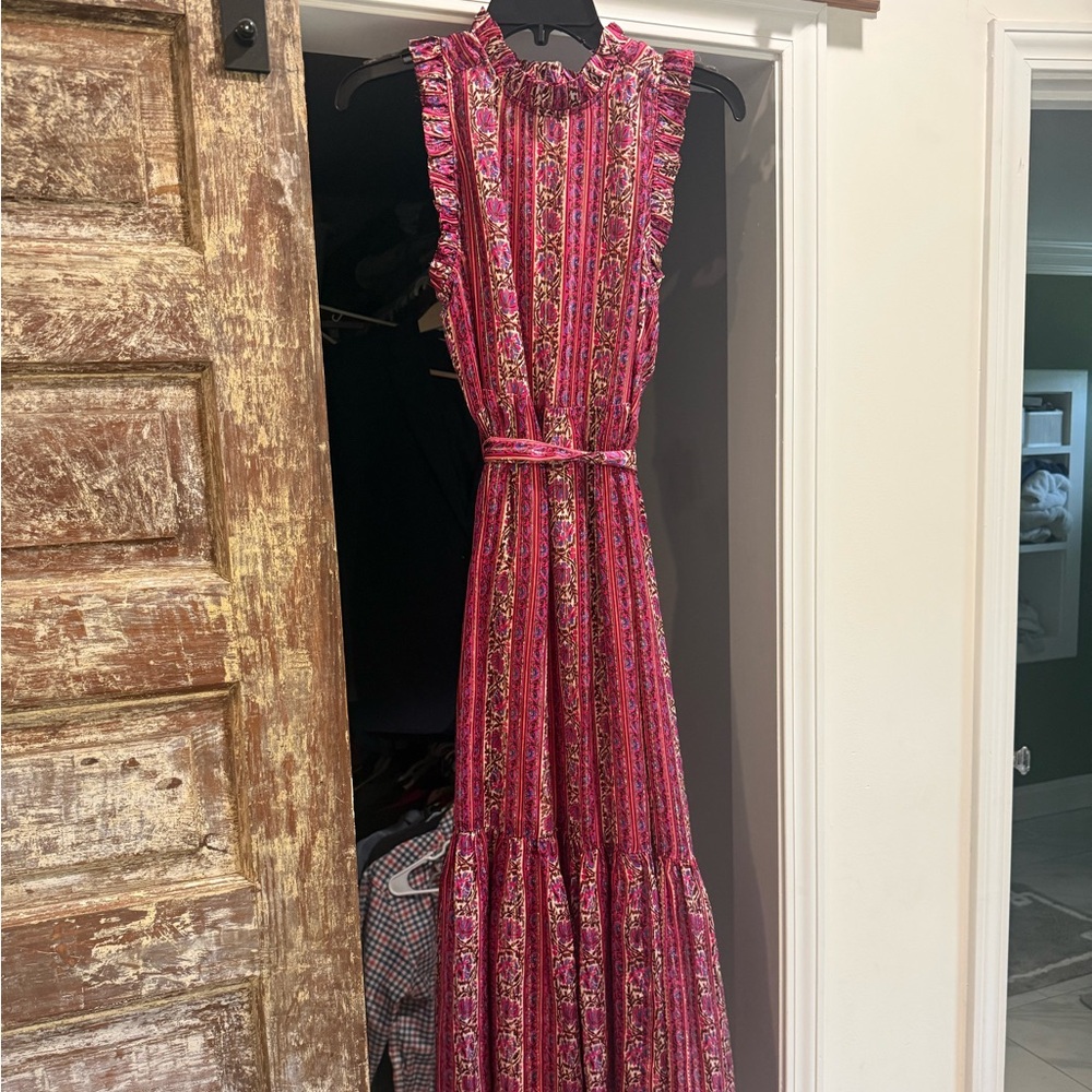 Marie Oliver Fuchsia Floral Tiered Maxi Dress
